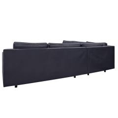 Harvey Probber Harvey Probber Sectional Sofa in Black Leather with Mahogany Legs 1950s signed  - 2163504