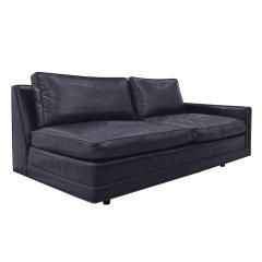 Harvey Probber Harvey Probber Sectional Sofa in Black Leather with Mahogany Legs 1950s signed  - 2163513
