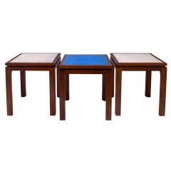 Harvey Probber Harvey Probber Set of 3 Coffee Tables with Enamel on Copper Tops 1950s - 4378761