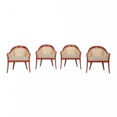 Harvey Probber Harvey Probber Set of Four Occasional Chairs Salmon Lacquer Cane 1960c - 4463920