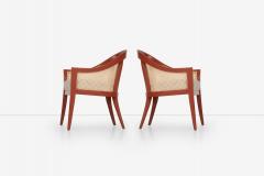 Harvey Probber Harvey Probber Set of Four Occasional Chairs Salmon Lacquer Cane 1960c - 4463928