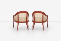 Harvey Probber Harvey Probber Set of Four Occasional Chairs Salmon Lacquer Cane 1960c - 4463929