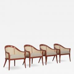 Harvey Probber Harvey Probber Set of Four Occasional Chairs Salmon Lacquer Cane 1960c - 4463993