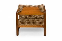 Harvey Probber Harvey Probber Shaped Walnut and Geometric Brown Upholstered Lounge Armchair - 2789333