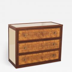 Harvey Probber Harvey Probber Style Drawer Cabinet In Bamboo And Mirrored Glass 1970s - 854489