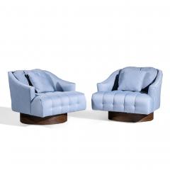Harvey Probber Harvey Probber Style Mid Century Walnut Swivel Lounge Chairs Pair - 4448718