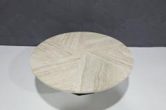 Harvey Probber Harvey Probber Travertine Top Cocktail Table on Pierced Walnut Hexagonal Base - 2961262