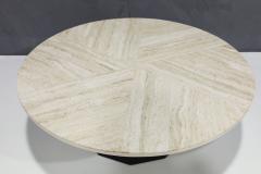 Harvey Probber Harvey Probber Travertine Top Cocktail Table on Pierced Walnut Hexagonal Base - 2961263