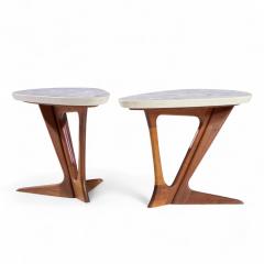 Harvey Probber Harvey Probber Walnut and Terrazzo Side End Tables Pair - 4403435