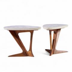 Harvey Probber Harvey Probber Walnut and Terrazzo Side End Tables Pair - 4403436