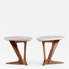 Harvey Probber Harvey Probber Walnut and Terrazzo Side End Tables Pair - 4403925