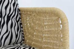 Harvey Probber Harvey Probber Wicker Dining Chairs with Zebra Hide Cushions - 1370081
