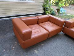 Harvey Probber Magnificent 9 Piece Harvey Probber Caramel Brown Leather Cubo Sectional Sofa - 1138711