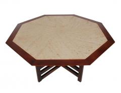 Harvey Probber Mid Century Modern Harvey Probber Walnut Travertine Marble Card Dining Table - 2438723