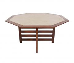 Harvey Probber Mid Century Modern Harvey Probber Walnut Travertine Marble Card Dining Table - 2438725