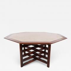 Harvey Probber Mid Century Modern Harvey Probber Walnut Travertine Marble Card Dining Table - 2440454