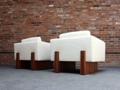 Harvey Probber Mid Century Modern Walnut and Boucl Cube Lounge Chairs by Harvey Probber - 3813300