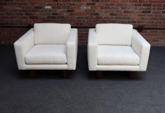 Harvey Probber Mid Century Modern Walnut and Boucl Cube Lounge Chairs by Harvey Probber - 3813301