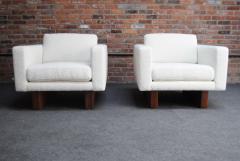 Harvey Probber Mid Century Modern Walnut and Boucl Cube Lounge Chairs by Harvey Probber - 3813302