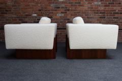 Harvey Probber Mid Century Modern Walnut and Boucl Cube Lounge Chairs by Harvey Probber - 3813303