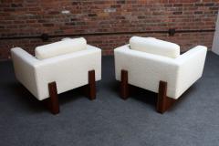 Harvey Probber Mid Century Modern Walnut and Boucl Cube Lounge Chairs by Harvey Probber - 3813305