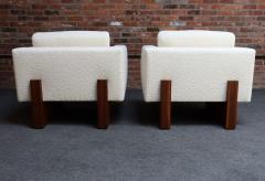 Harvey Probber Mid Century Modern Walnut and Boucl Cube Lounge Chairs by Harvey Probber - 3813306