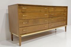 Harvey Probber Mid Century Walnut Dresser with Brass Pulls and Trim - 3557603