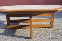 Harvey Probber Octagonal Walnut and Travertine Coffee Table by Harvey Probber - 836716