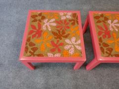 Harvey Probber Pair of Harvey Probber Enameled Copper Flower Motif Side Tables - 2527961