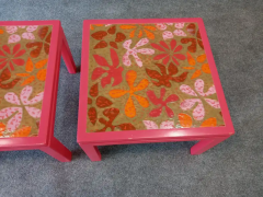 Harvey Probber Pair of Harvey Probber Enameled Copper Flower Motif Side Tables - 2527967