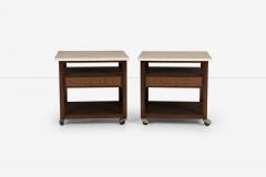 Harvey Probber Pair of Mahogany Wood and Travertine Harvey Probber End Tables Nightstands 1960 - 3849325