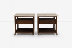 Harvey Probber Pair of Mahogany Wood and Travertine Harvey Probber End Tables Nightstands 1960 - 3849330