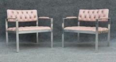 Harvey Probber Pair of Rare Harvey Probber Polished Aluminum Pink Leather Lounge Chairs 1970s - 3294159