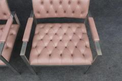Harvey Probber Pair of Rare Harvey Probber Polished Aluminum Pink Leather Lounge Chairs 1970s - 3294216