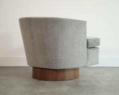 Harvey Probber Set of Swivel Chairs in Walnut and Linen by Harvey Probber C 1950s - 4599331