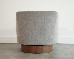 Harvey Probber Set of Swivel Chairs in Walnut and Linen by Harvey Probber C 1950s - 4599332