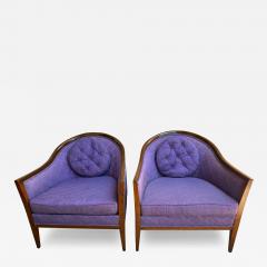 Harvey Probber Sexy Pair Harvey Probber style Walnut Barrel Back Chairs Mid Century Modern - 4160635