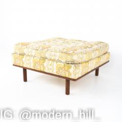 Harvey Probber Style Mid Century Upholstered Walnut Ottoman - 1871284