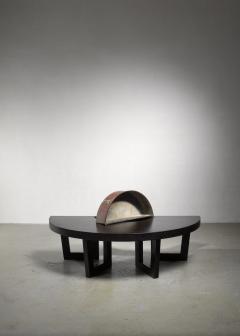 Harvey Probber Style Semicircle Coffee Table with Inserted Copper Planter - 1471960