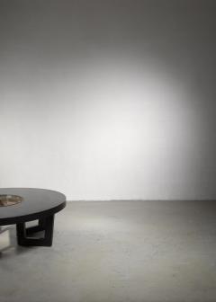 Harvey Probber Style Semicircle Coffee Table with Inserted Copper Planter - 1471961