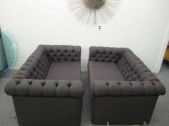 Harvey Probber Stylish Pair of Probber Style Chesterfield Loveseat Sofas Mid Century Modern - 1808251