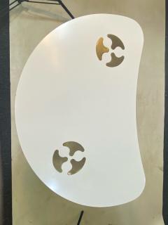 Harvey Probber UNUSUAL MID CENTURY BIOMORPHIC WHITE LAMINATE AND BRASS INLAY TABLE - 2186260