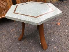 Harvey Probber Unusual Harvey Probber Green Hexagon Terrazzo Top Side Table Mid century Modern - 3397144