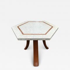 Harvey Probber Unusual Harvey Probber Green Hexagon Terrazzo Top Side Table Mid century Modern - 3402149