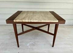 Harvey Probber VINTAGE WALNUT AND TRAVERTINE SIDE TABLE - 4327960