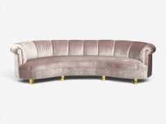 Haute House Large Audrey Channel Sofa Purple Fabric Giltwood 21st c  - 4607732