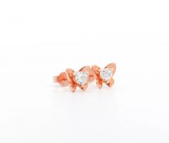Heart Cut Natural Diamond Butterfly Stud Earrings in 18K Rose Gold - 3512869