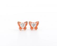 Heart Cut Natural Diamond Butterfly Stud Earrings in 18K Rose Gold - 3512877