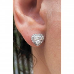 Heart Shape Diamond Stud Earrings in 18k white gold - 3634628