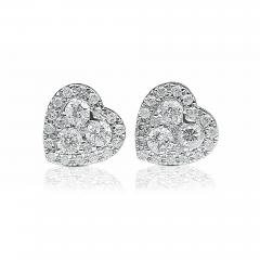 Heart Shape Diamond Stud Earrings in 18k white gold - 3635672